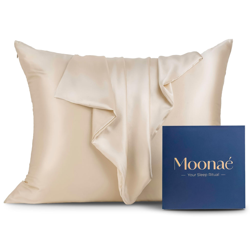 Mulberry Silk Pillowcase – Pure Silk Pillow Cover for Healthier Hair & Smoother Skin – Soft, Breathable and Temperature-Regulating, Luxurious Silk Case Colors Champ-S