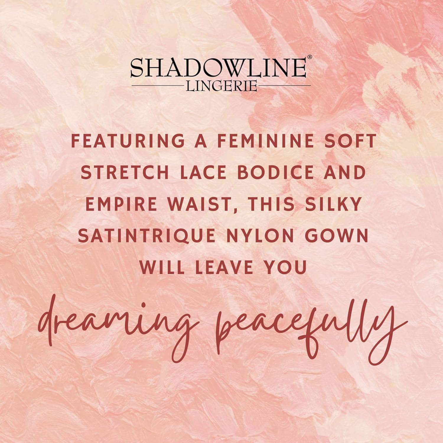 SHADOWLINE Women's Long Flowy Figure Flattering Nightgown– Silky Floral Stretch Lace Sleeveless Elegant Lingerie Sleepwear